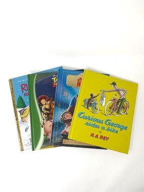 Curious George Disney Kids Books Lot Toy Story Rudolph Chicken Little